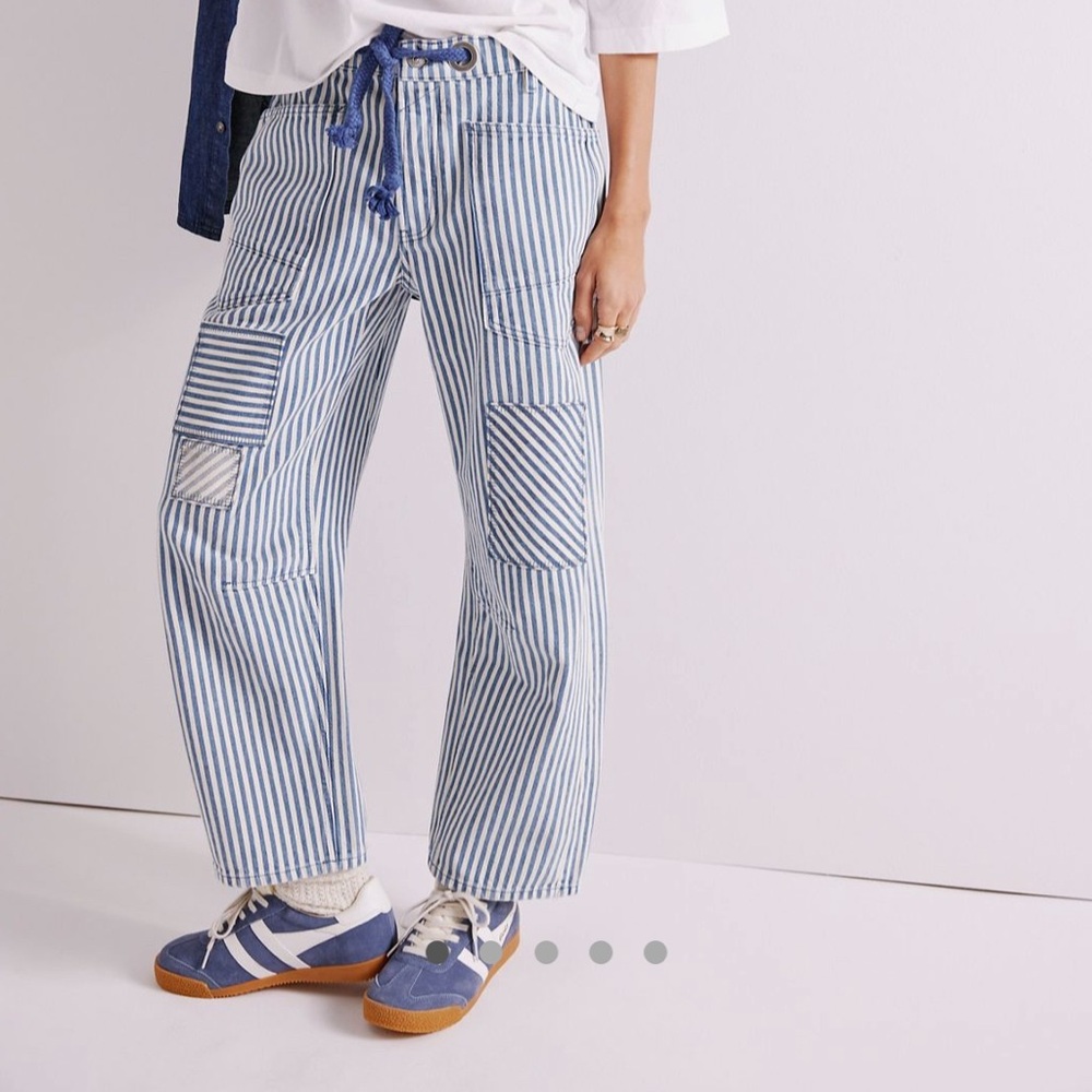 Free people blue and White Striped Cargo Pants
